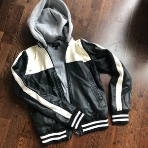 Faux leather cream and black jacket